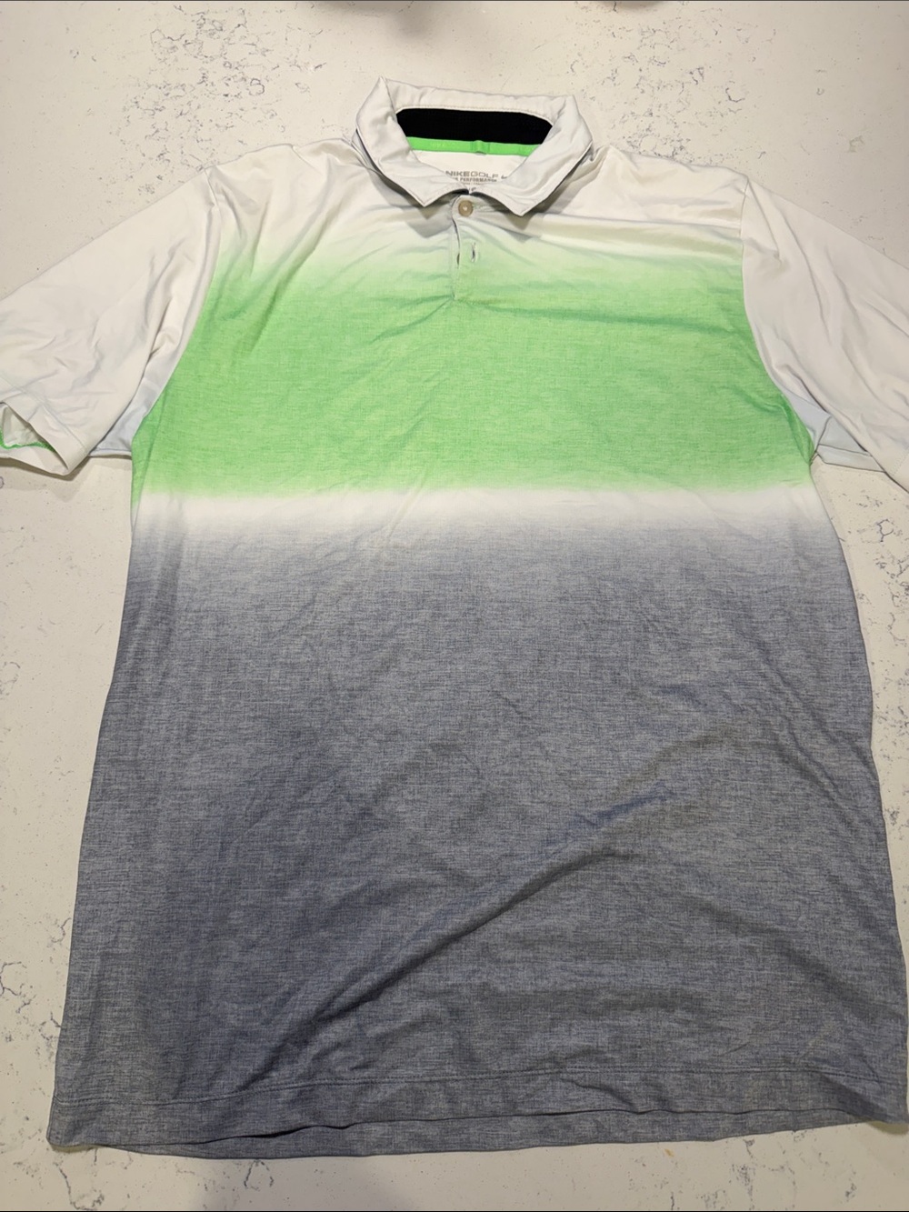 Men's Ombre Golf Polo Shirt in White, Lime & Gray - Classic Casual